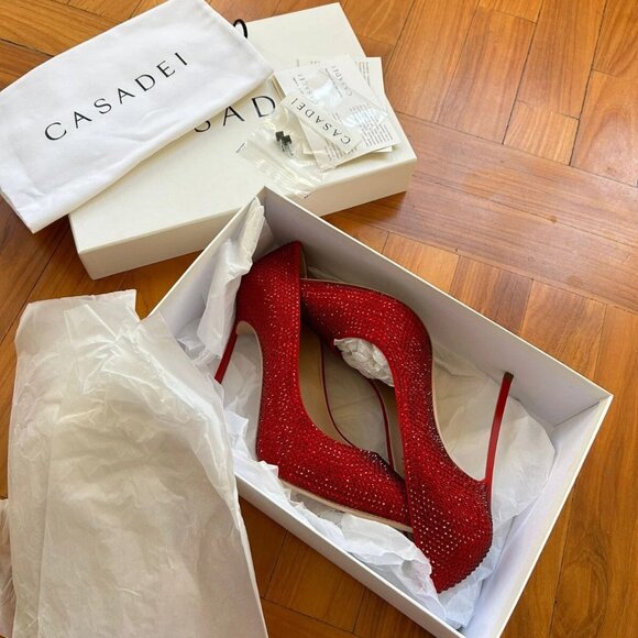 Casadei Cryst Blade Neckline Pumps - Picture 2 of 12